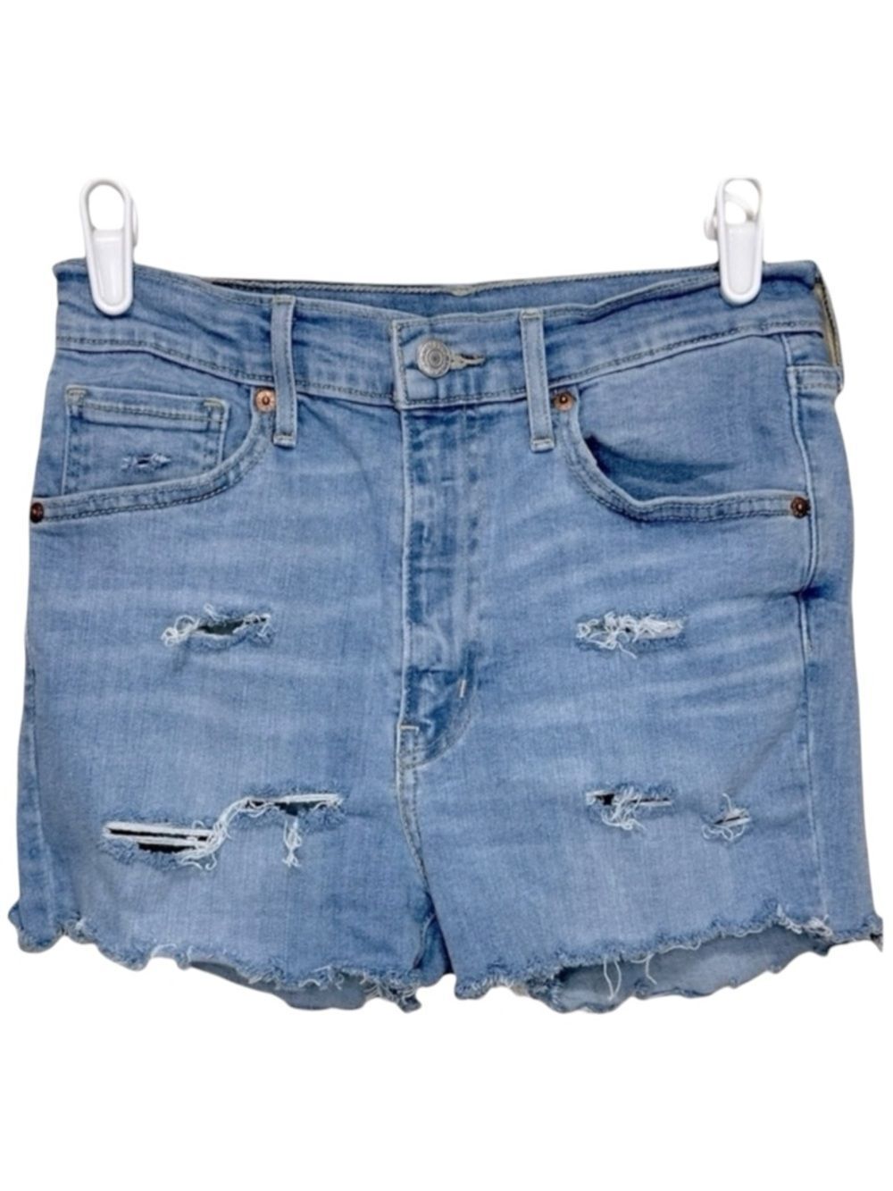Levi’s Premium Distressed High Waist Denim Jean Shorts Size 28 Coastal Casual